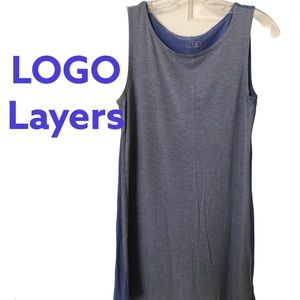 LOGO Layers Long Two Tone Tank Blue S